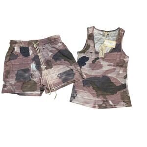Mystree Pink Camo Tank & Shorts Lounge Set SZ SM